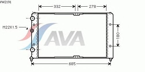 Радиатор, охлаждение двигателя AVA QUALITY COOLING VW2191