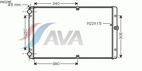 Радиатор, охлаждение двигателя AVA QUALITY COOLING VW2245
