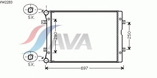 Радиатор, охлаждение двигателя AVA QUALITY COOLING VW2283