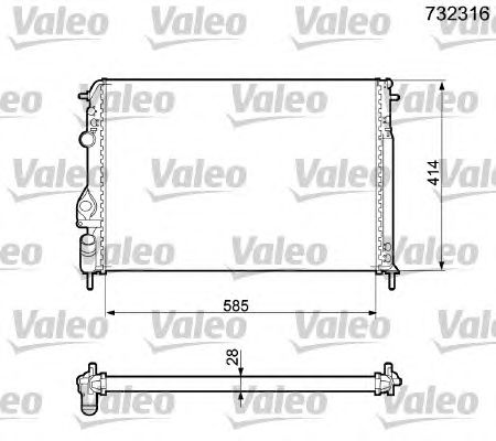 Радиатор, охлаждение двигателя VALEO 732316