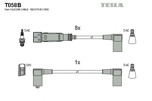Комплект высоковольтных проводов TESLA T058B