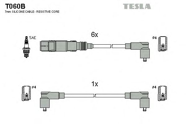 Комплект высоковольтных проводов TESLA T060B