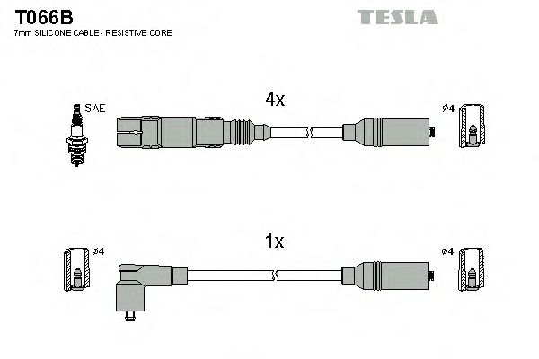 Комплект высоковольтных проводов TESLA T066B