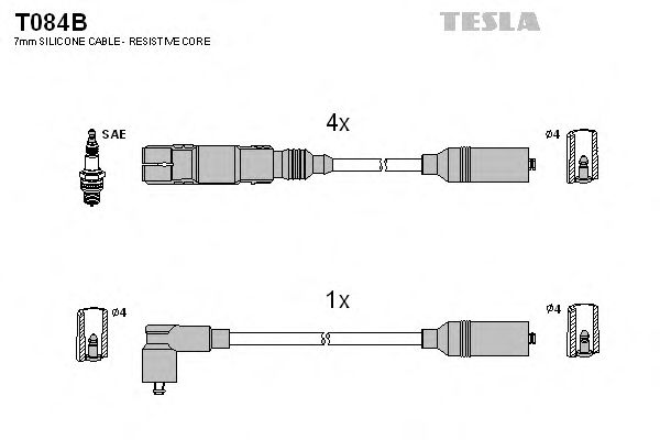 Комплект высоковольтных проводов TESLA T084B