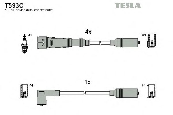 Комплект високовольтних проводів TESLA T593C