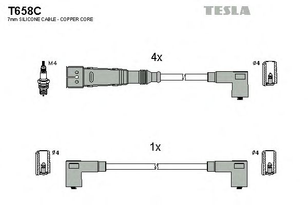 Комплект высоковольтных проводов TESLA T658C