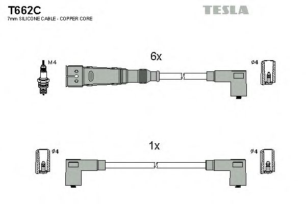 Комплект высоковольтных проводов TESLA T662C