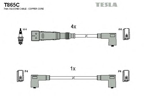 Комплект высоковольтных проводов TESLA T865C