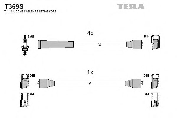 Комплект высоковольтных проводов TESLA T369S