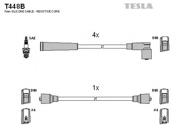 Комплект високовольтних проводів TESLA T448B