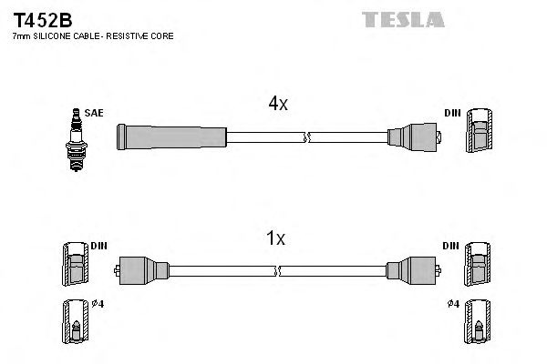 Комплект високовольтних проводів TESLA T452B