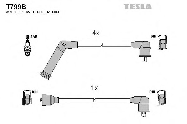 Комплект високовольтних проводів TESLA T799B