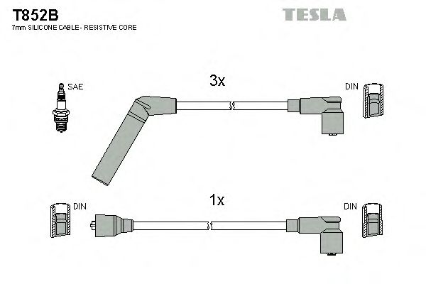 Комплект высоковольтных проводов TESLA T852B
