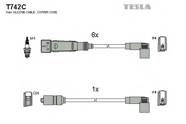 Комплект высоковольтных проводов TESLA T742C