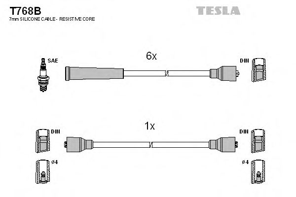 Комплект высоковольтных проводов TESLA T768B