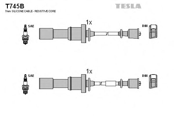 Комплект высоковольтных проводов TESLA T745B