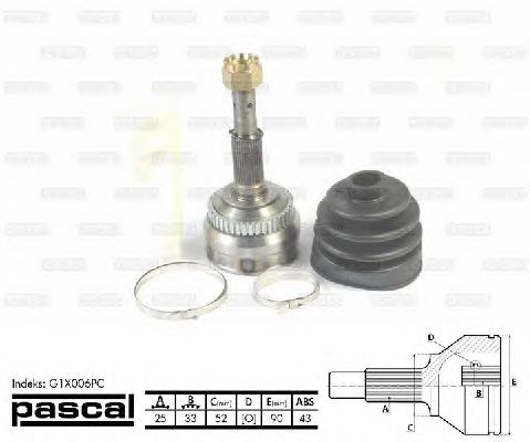 Комплект ШРУСов PASCAL G1X006PC