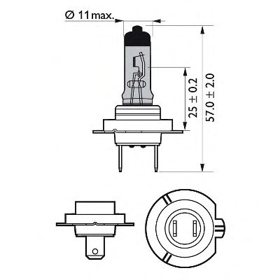 Лампа накаливания PHILIPS 12972BVUSM (фара дальнего света, основная фара, противотуманная фара, фара с автоматической системой стабилизации, фара дневного освещения)