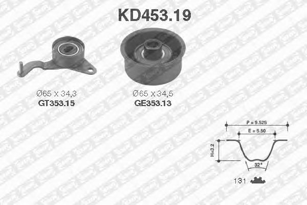 Комплект ремня ГРМ SNR KD453.19