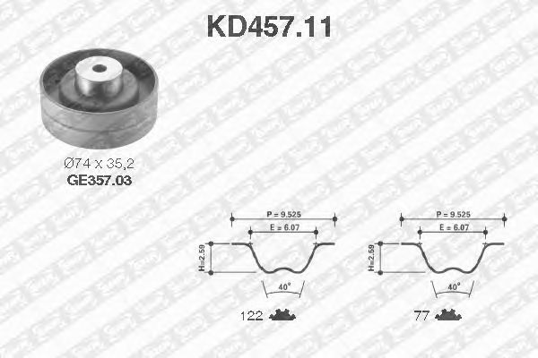 Комплект ремня ГРМ SNR KD457.11