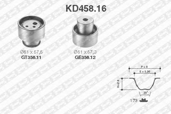 Комплект ремня ГРМ SNR KD458.16