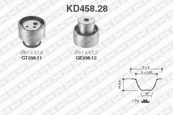 Комплект ременя ГРМ SNR KD458.28