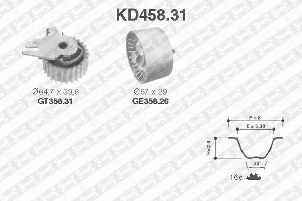 Комплект ремня ГРМ SNR KD458.31