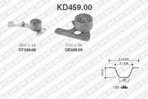 Комплект ремня ГРМ SNR KD459.00