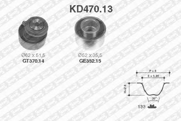 Комплект ремня ГРМ SNR KD470.13