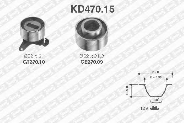 Комплект ременя ГРМ SNR KD470.15
