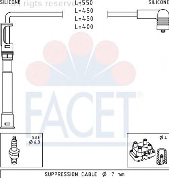 Комплект високовольтних проводів FACET 4.9681