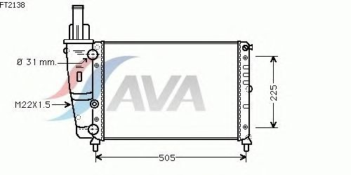 Радіатор, охолодження двигуна AVA QUALITY COOLING FT2138