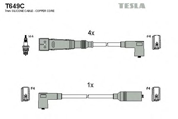 Комплект высоковольтных проводов TESLA T649C
