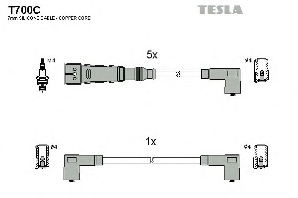 Комплект високовольтних проводів TESLA T700C
