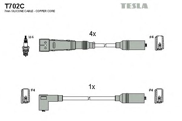 Комплект високовольтних проводів TESLA T702C