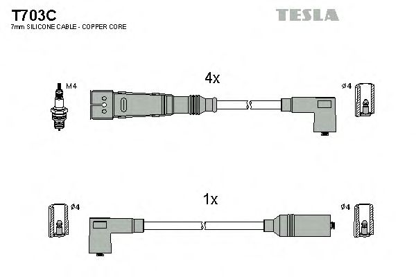 Комплект високовольтних проводів TESLA T703C