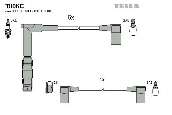Комплект високовольтних проводів TESLA T806C