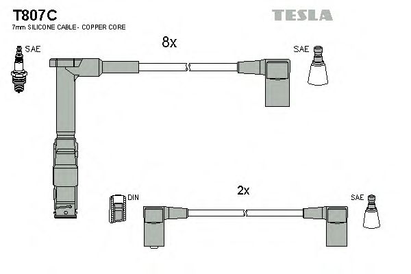 Комплект високовольтних проводів TESLA T807C