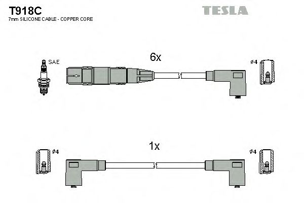 Комплект високовольтних проводів TESLA T918C