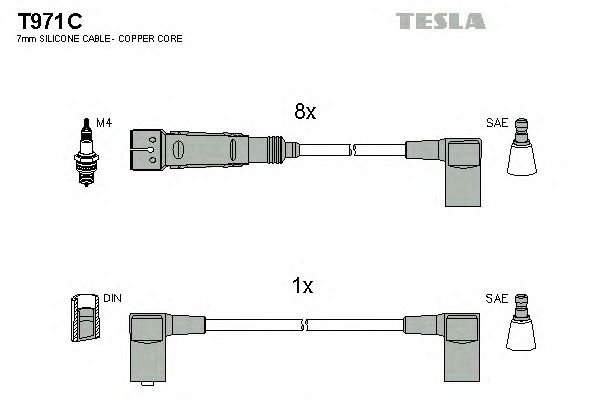 Комплект высоковольтных проводов TESLA T971C