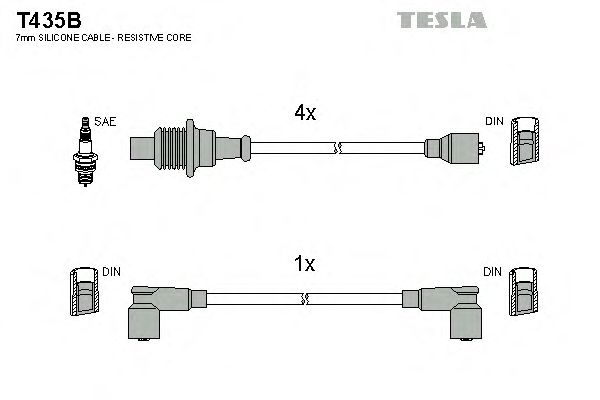 Комплект високовольтних проводів TESLA T435B