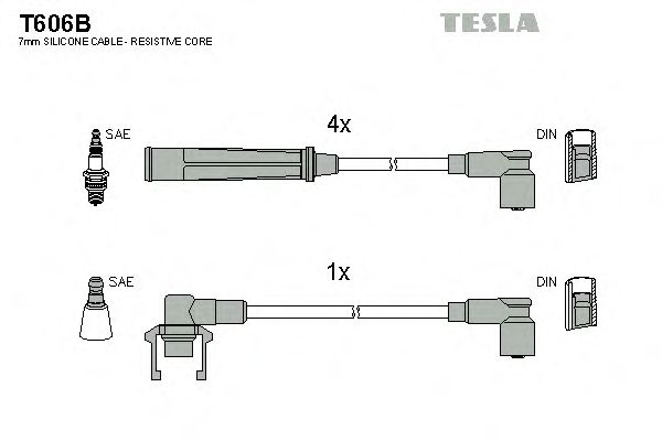 Комплект высоковольтных проводов TESLA T606B