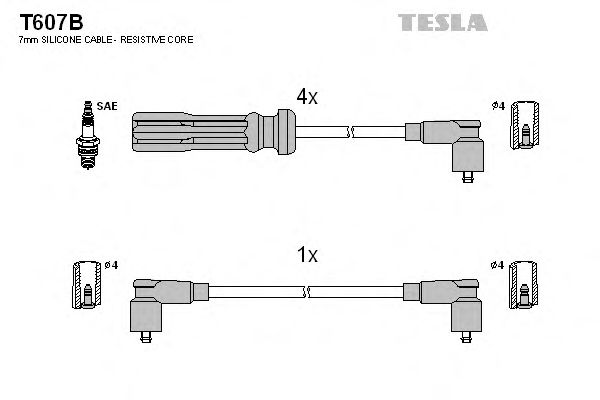 Комплект высоковольтных проводов TESLA T607B