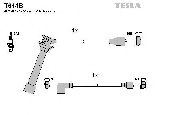 Комплект высоковольтных проводов TESLA T644B