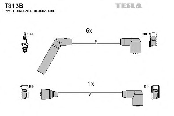 Комплект высоковольтных проводов TESLA T813B