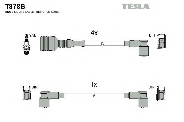 Комплект высоковольтных проводов TESLA T878B