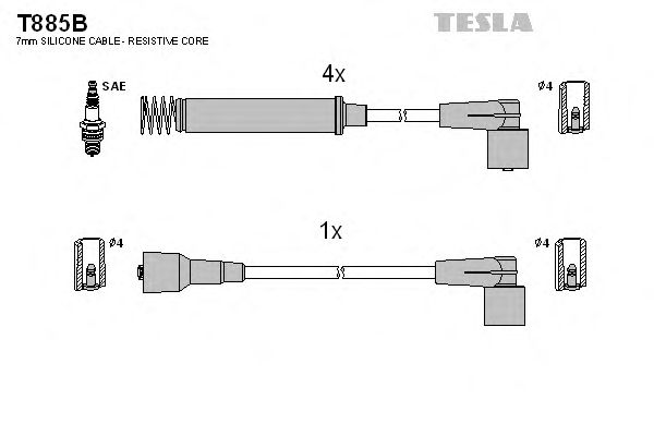 Комплект высоковольтных проводов TESLA T885B