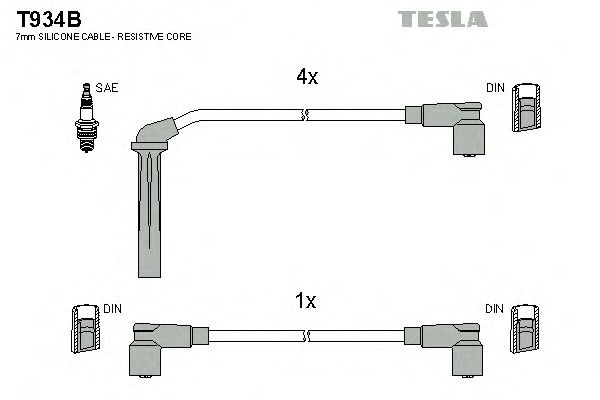 Комплект високовольтних проводів TESLA T934B