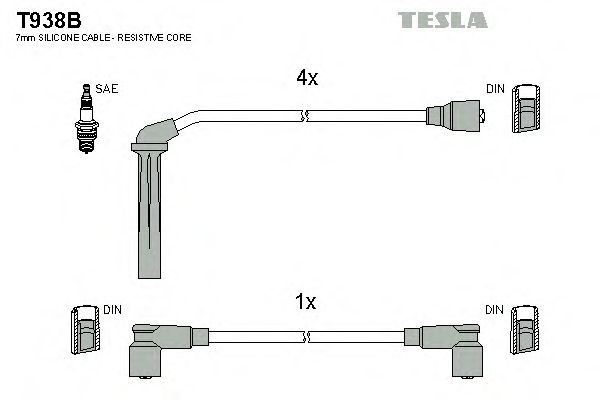 Комплект високовольтних проводів TESLA T938B