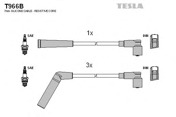 Комплект высоковольтных проводов TESLA T966B